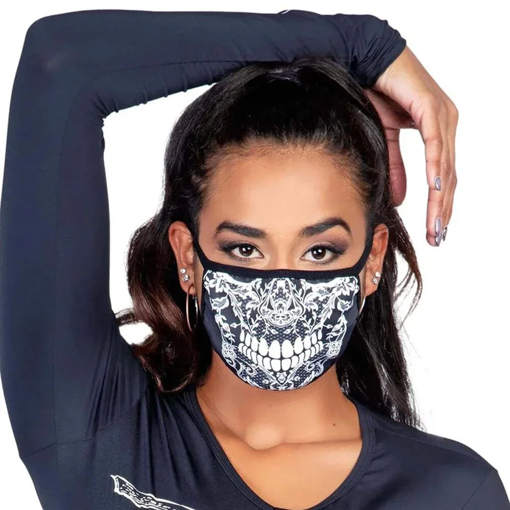 Lace Skull Print Face Mask One Size Adult/Teen Halloween Cosplay Roleplay DYI